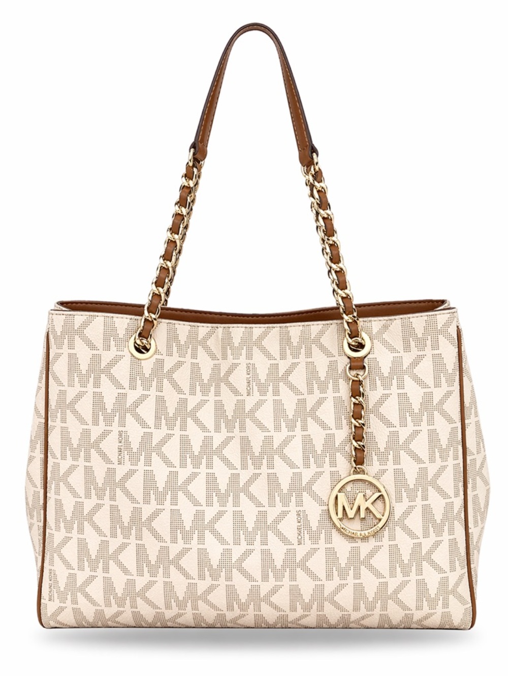 Michael Kors Susannah Large Signature Logo Tote - Vanilla/Acorn